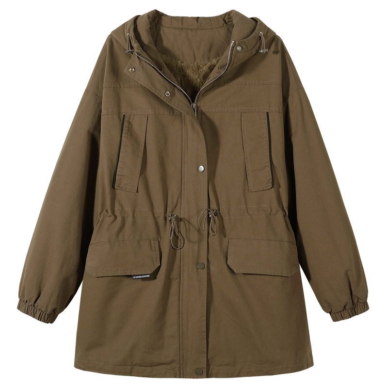 Plus velvet winter parka thick short coat