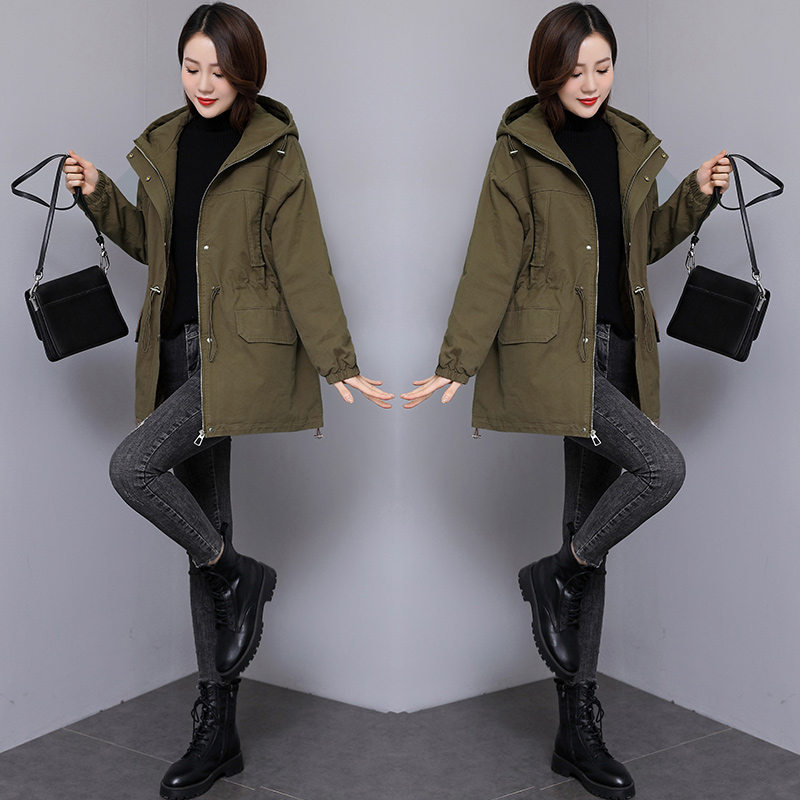 Plus velvet winter parka thick short coat