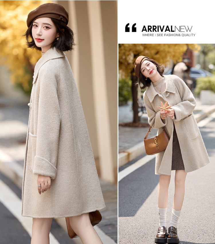 Two-sided temperament woolen coat all-match coat