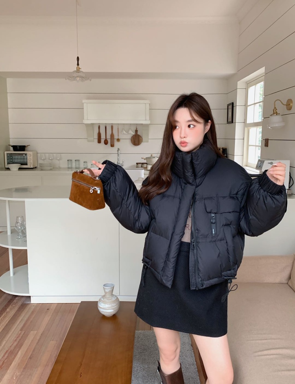 Zip short bread clothing simple duck down down coat for women