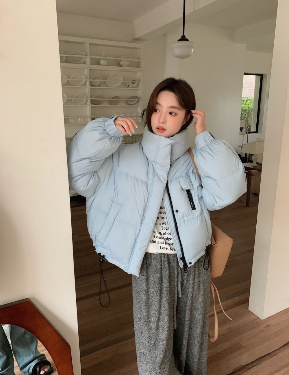 Zip short bread clothing simple duck down down coat for women