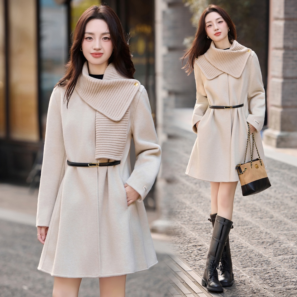 Two-sided winter cloak thermal fashion woolen coat