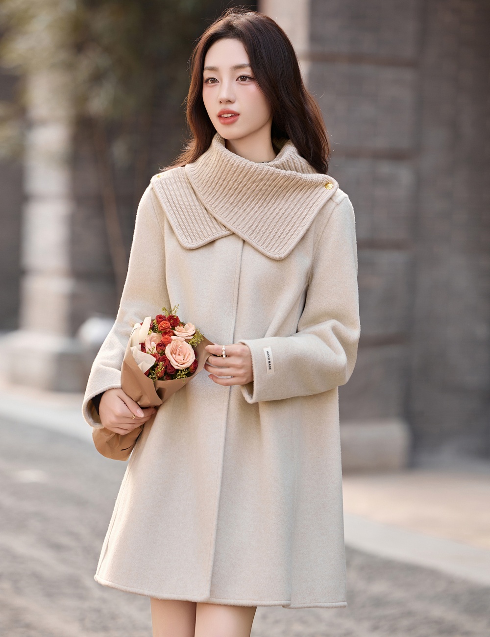 Two-sided winter cloak thermal fashion woolen coat