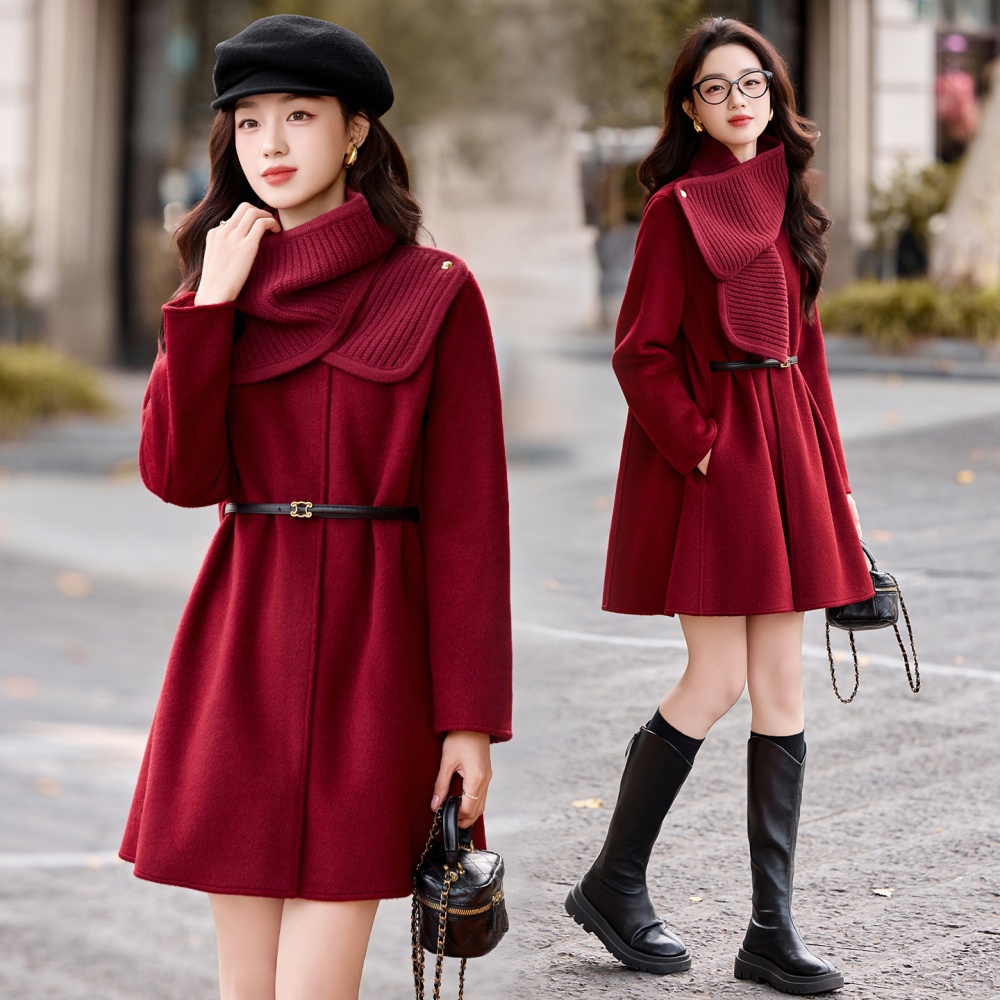 Two-sided winter cloak thermal fashion woolen coat