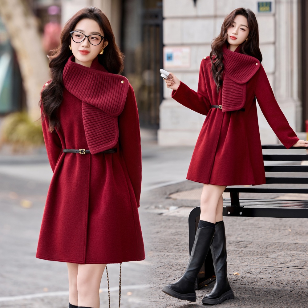 Two-sided winter cloak thermal fashion woolen coat