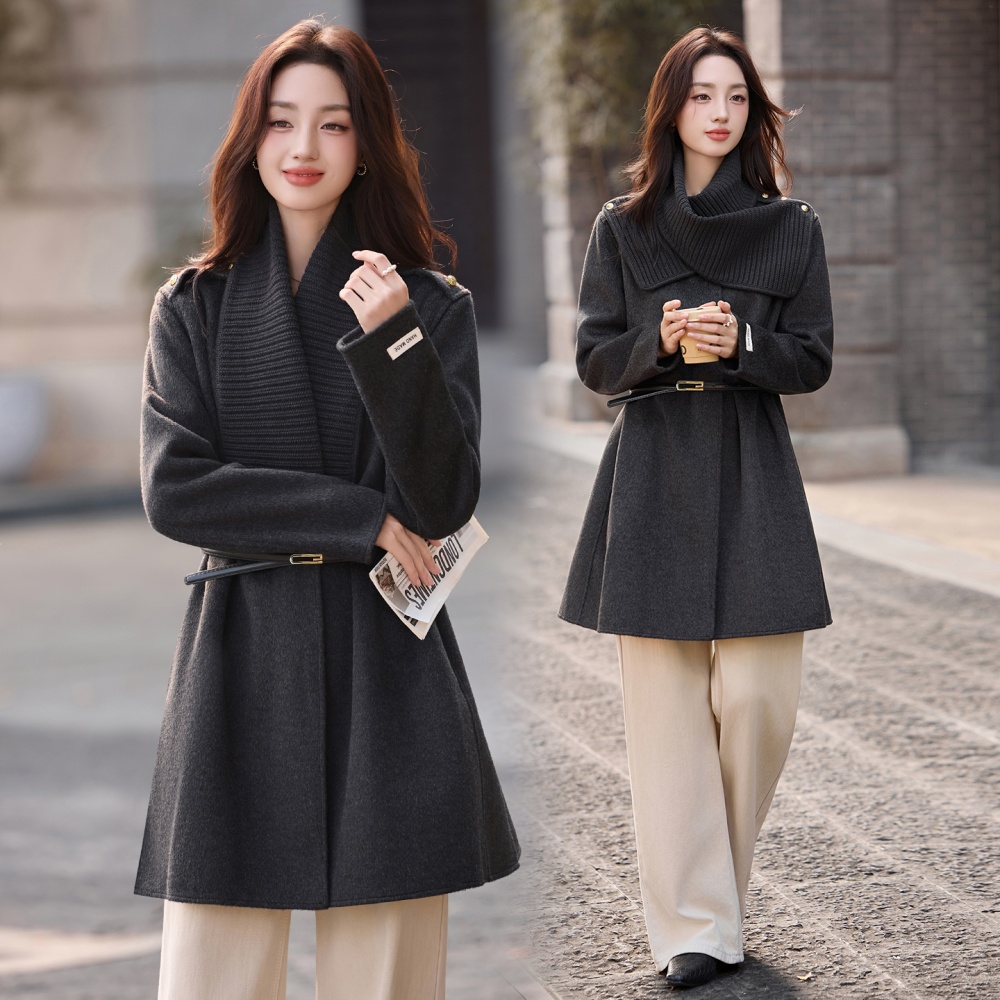 Two-sided winter cloak thermal fashion woolen coat