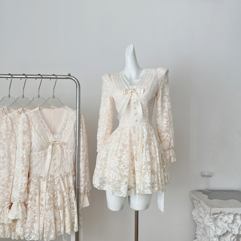 Pinched waist France style dress lace Sexy underwear