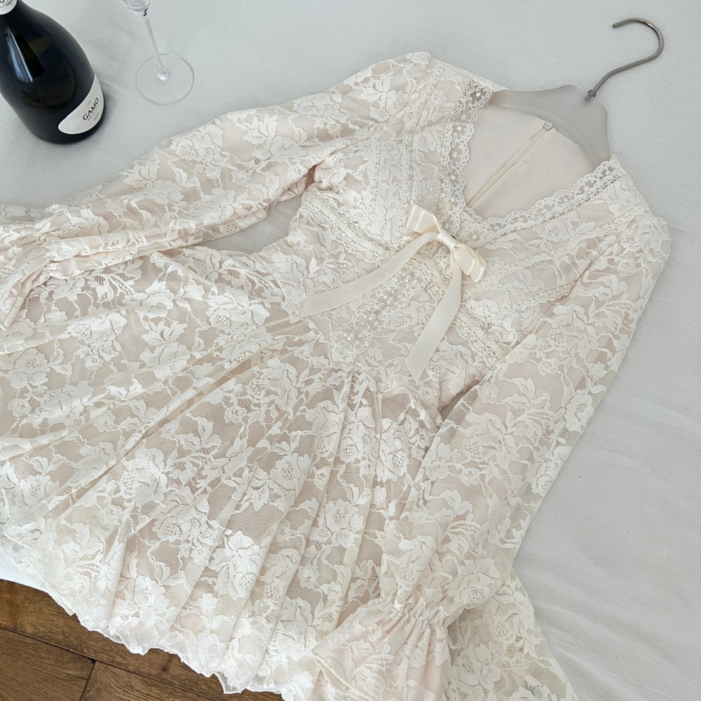 Pinched waist France style dress lace Sexy underwear