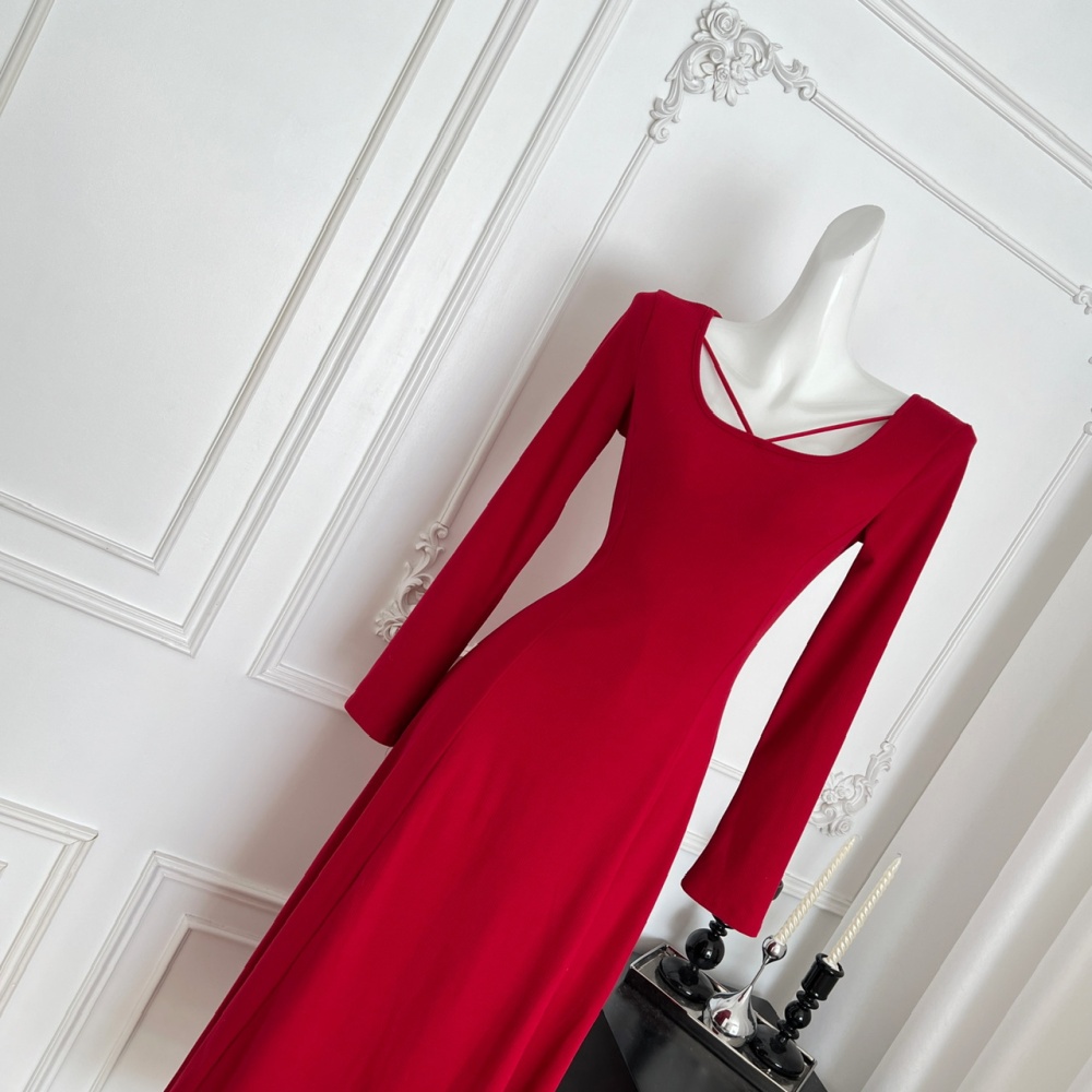 Bottoming inside the ride knitted dress for women