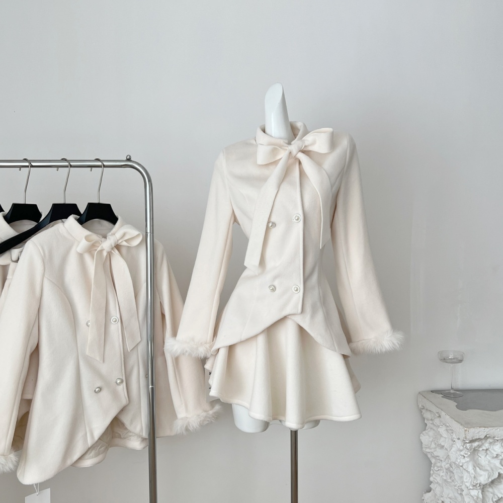 Clipping elegant temperament woolen coat a set