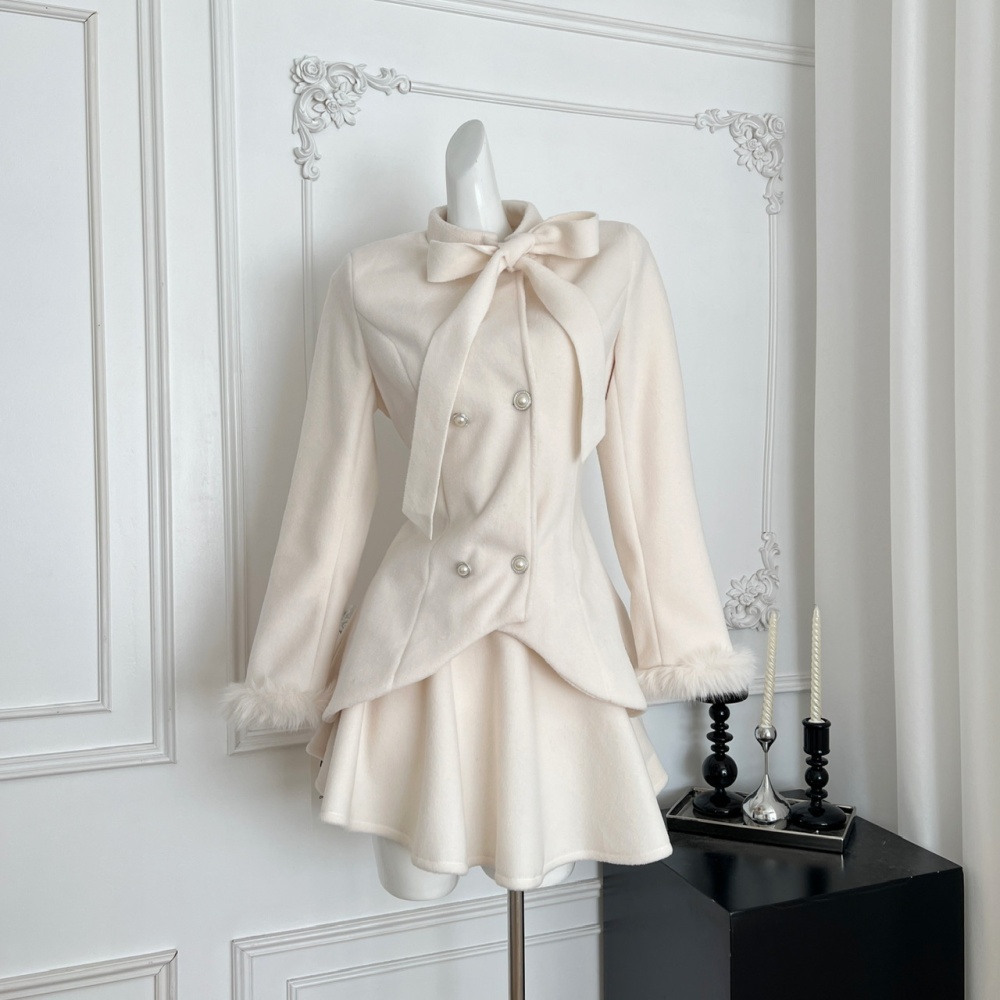 Clipping elegant temperament woolen coat a set