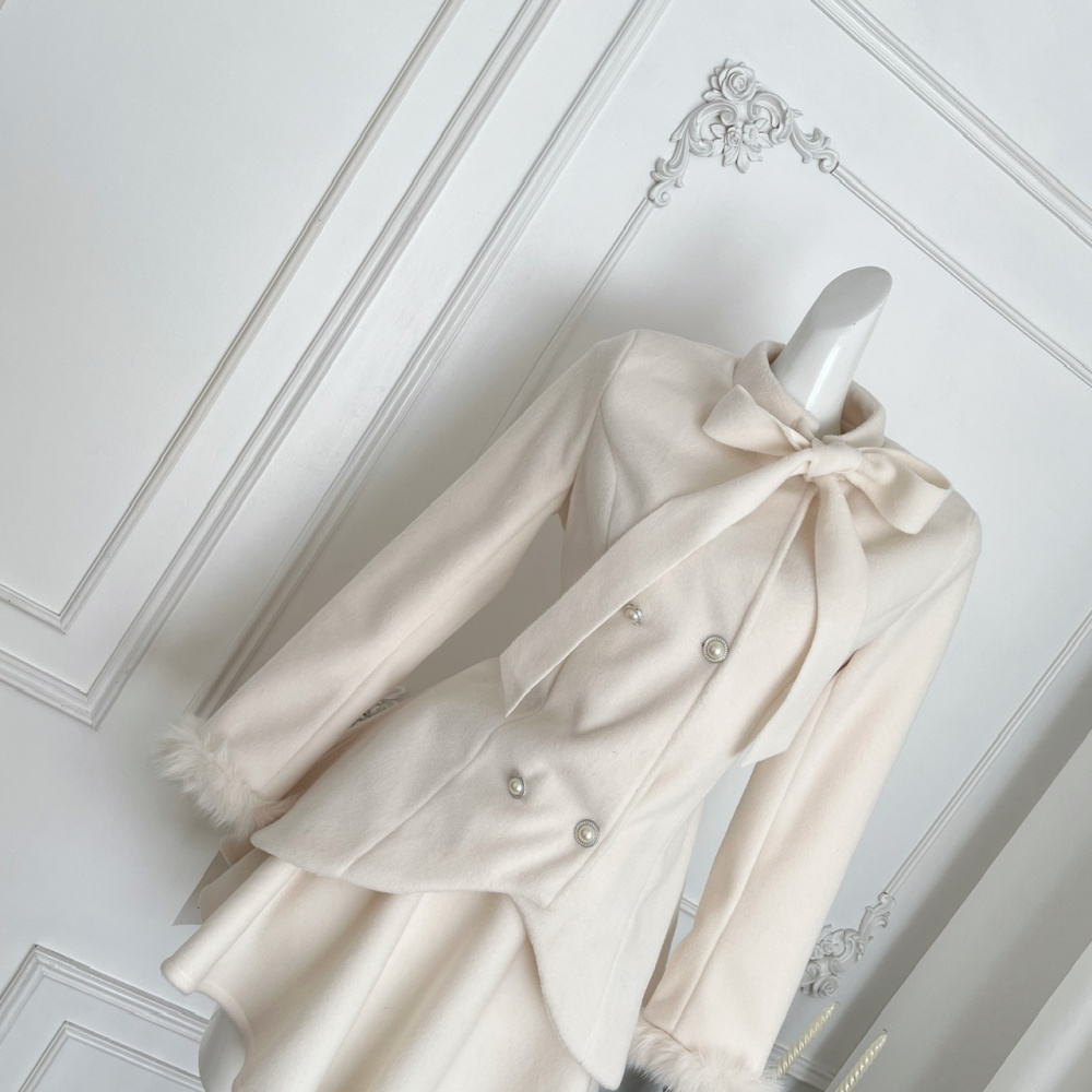 Clipping elegant temperament woolen coat a set