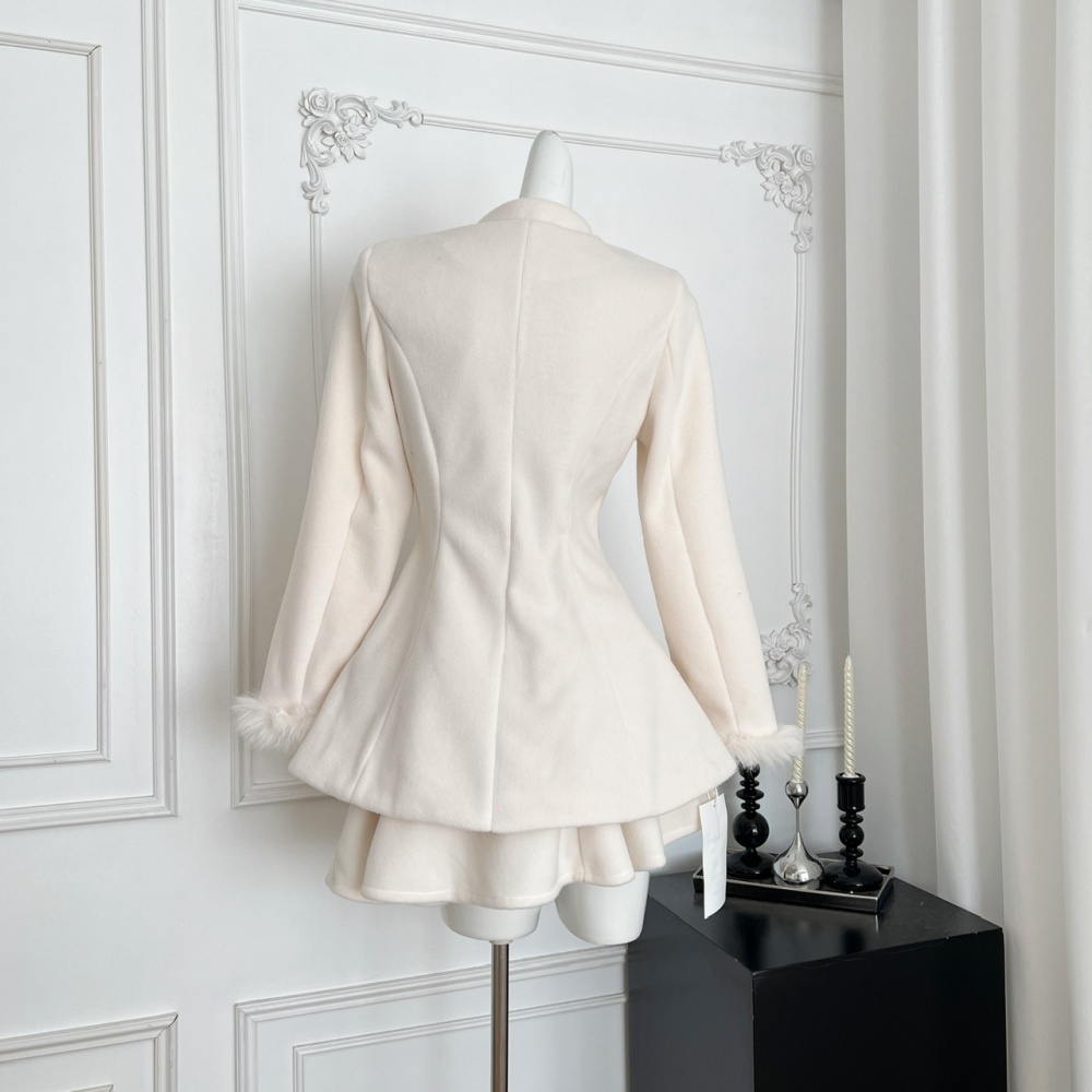 Clipping elegant temperament woolen coat a set