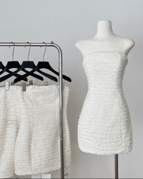 Splice wrapped chest sexy slim package hip dress