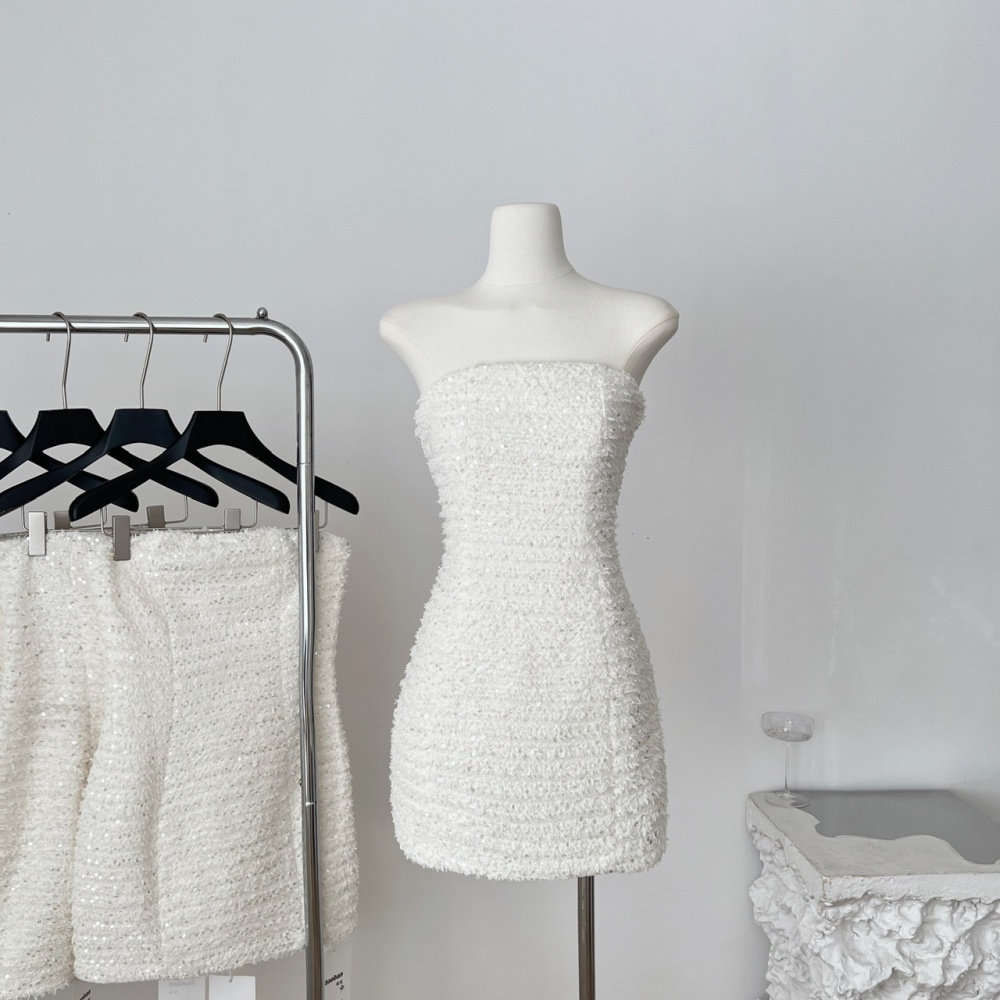 Splice wrapped chest sexy slim package hip dress