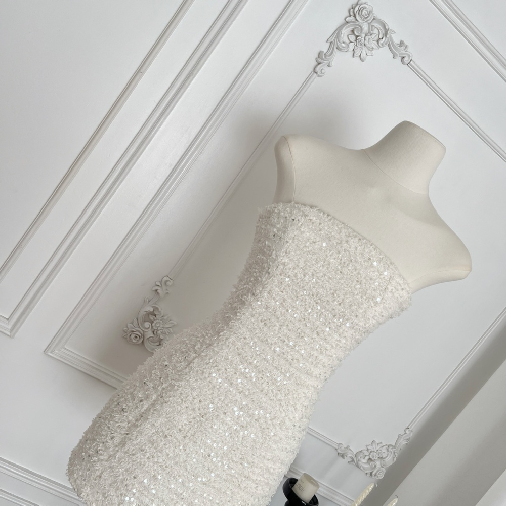 Splice wrapped chest sexy slim package hip dress