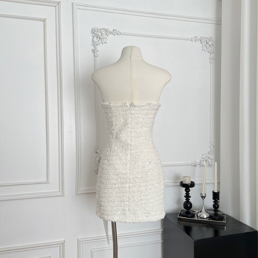 Splice wrapped chest sexy slim package hip dress