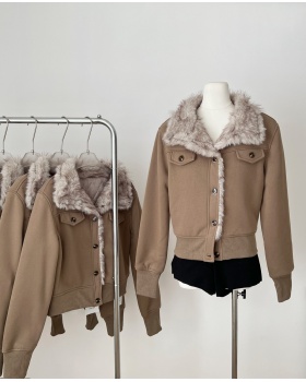 Thick plus velvet coat winter tops for women