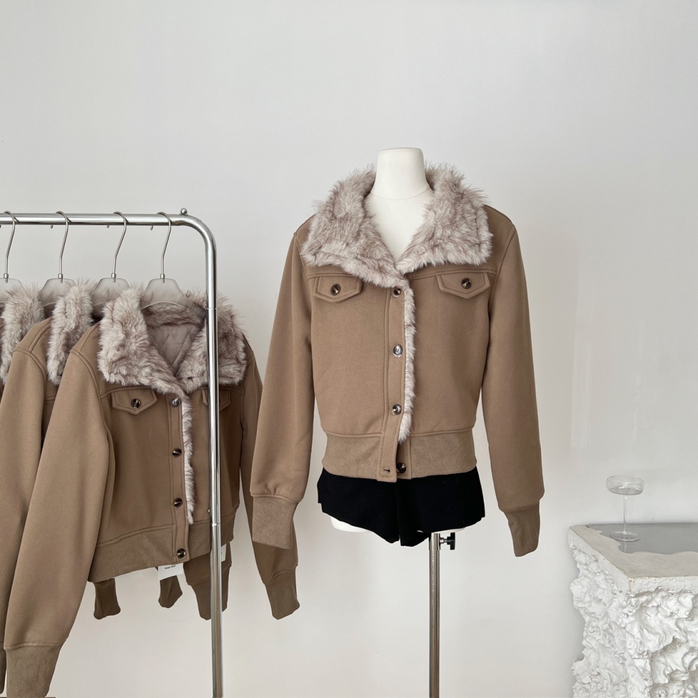 Thick plus velvet coat winter tops for women