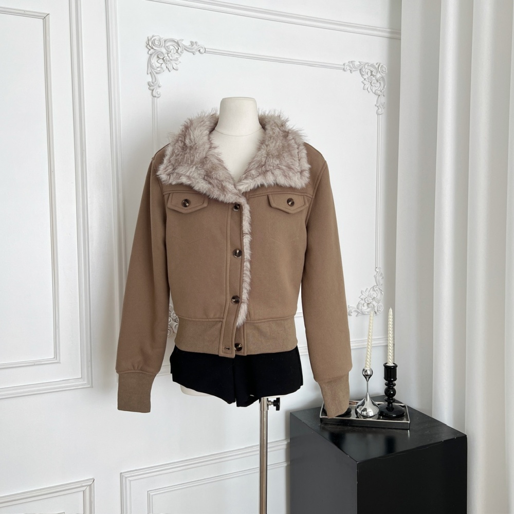 Thick plus velvet coat winter tops for women