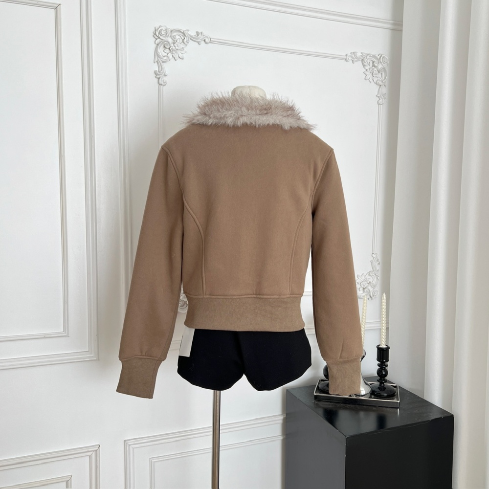 Thick plus velvet coat winter tops for women