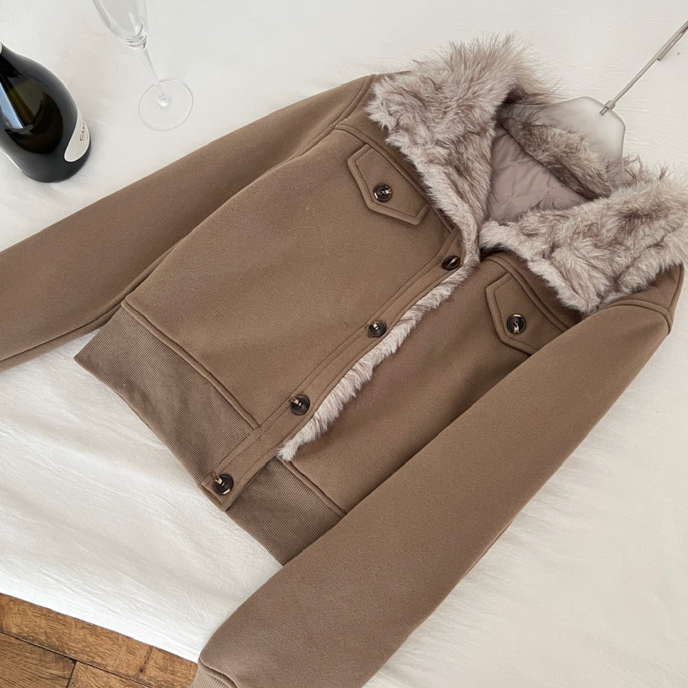 Thick plus velvet coat winter tops for women