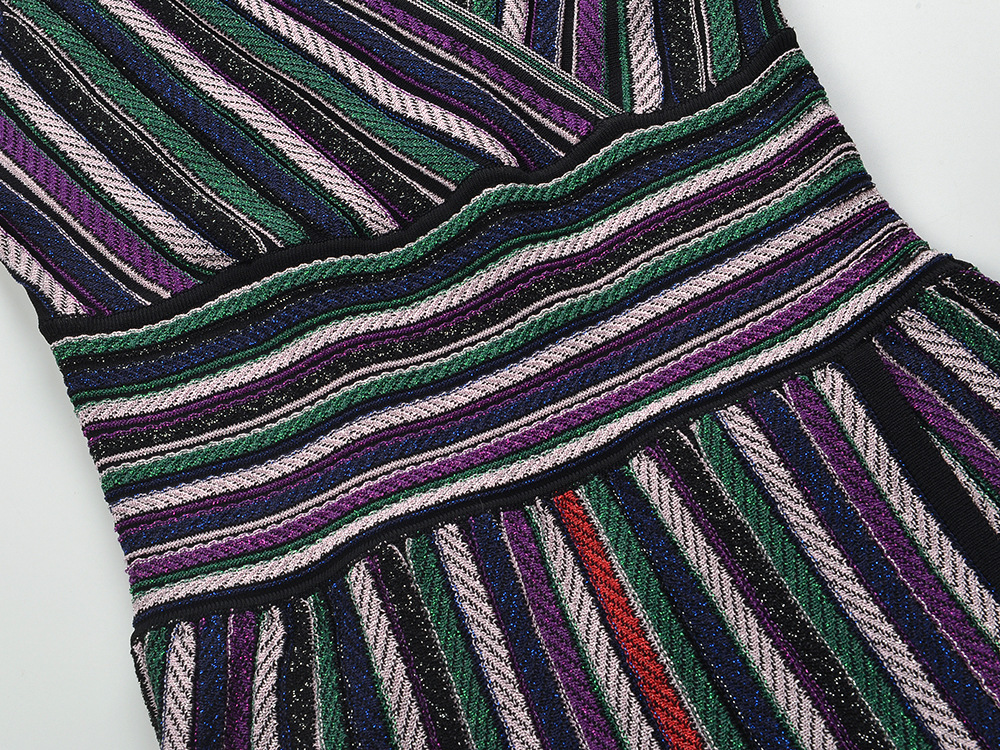 Temperament knitted slim V-neck dress