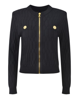 Metal buckles fake pocket cardigan fashion coat