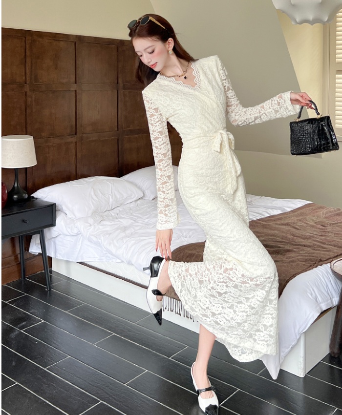 Fashion V-neck dress lace autumn long dress