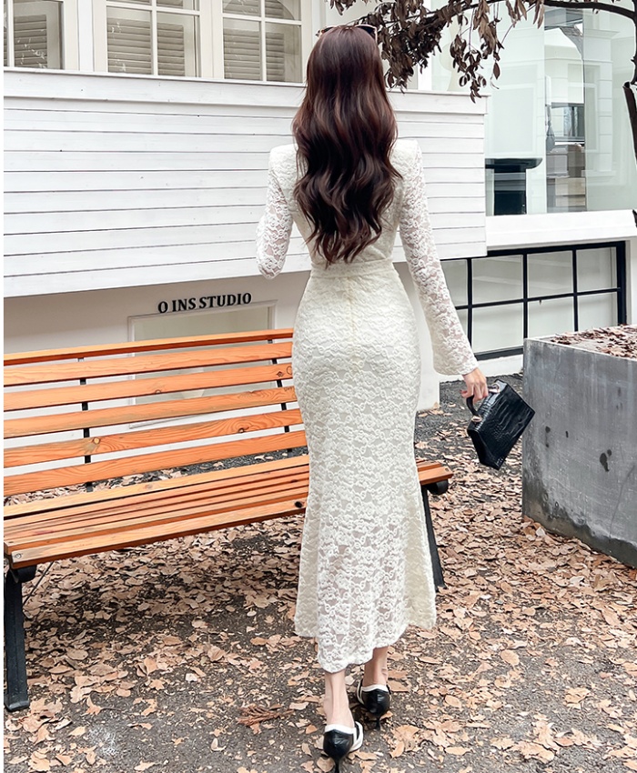 Fashion V-neck dress lace autumn long dress