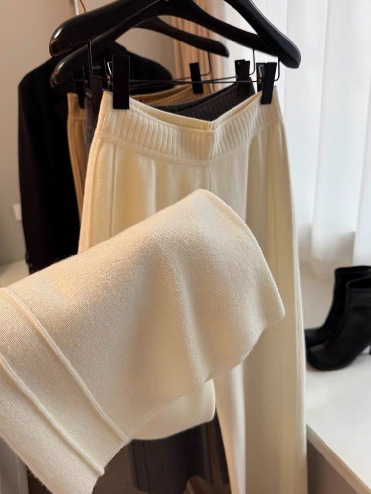 High waist knitted wide leg pants