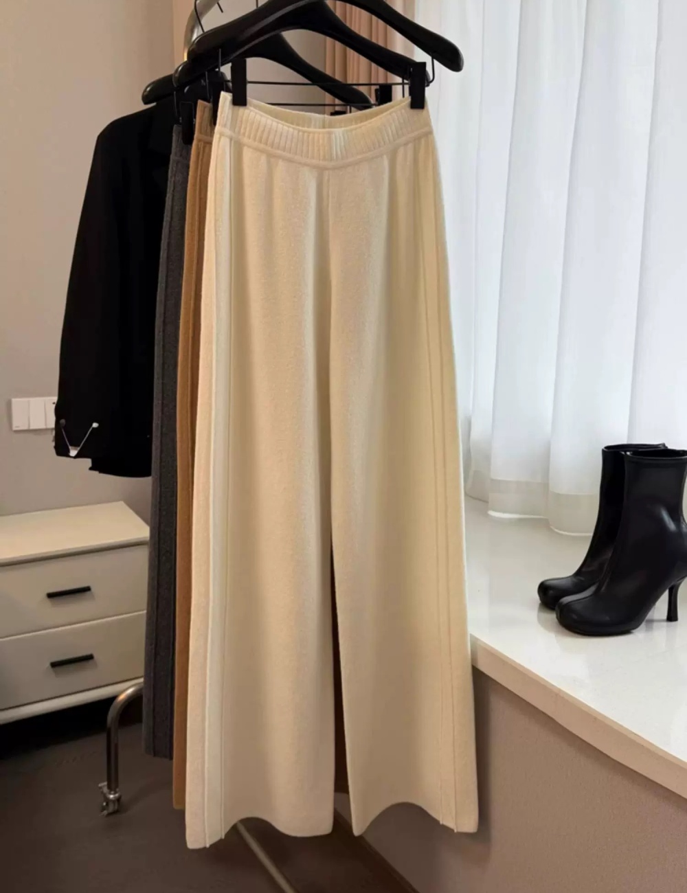 High waist knitted wide leg pants