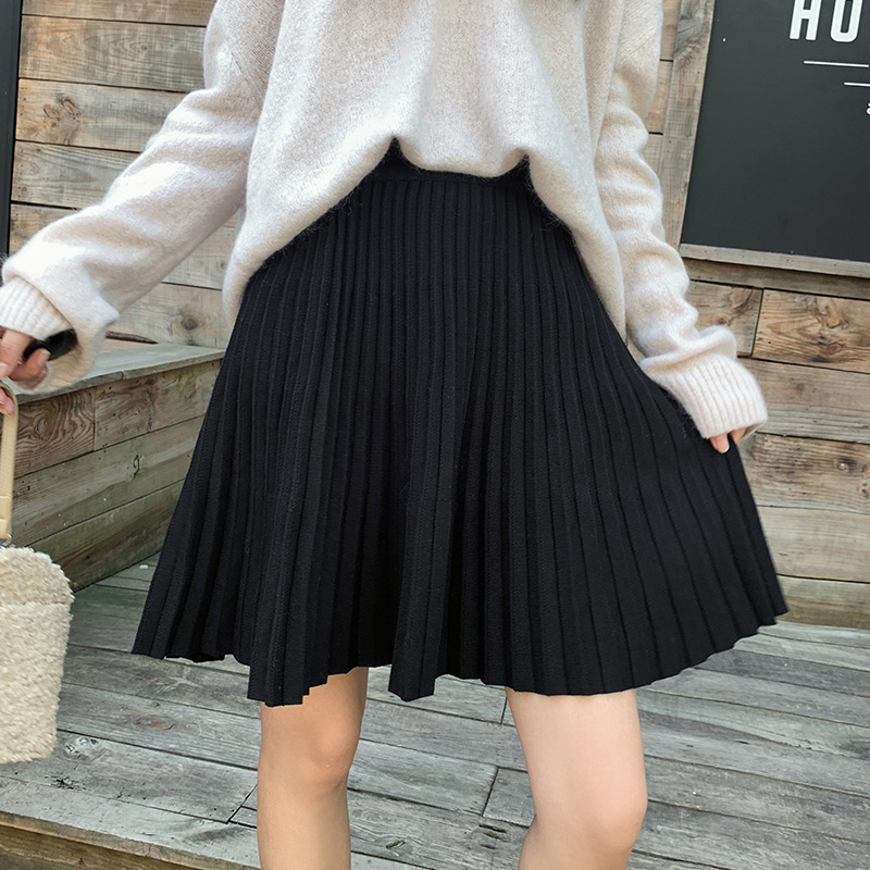 Korean style woolen yarn skirt large yard one step skirt