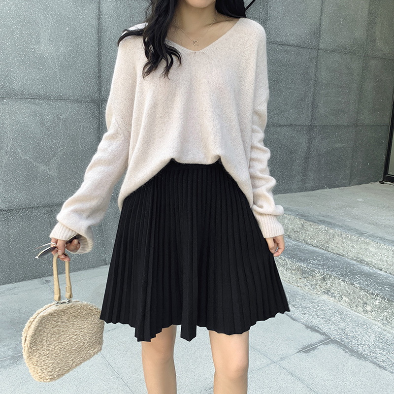 Korean style woolen yarn skirt large yard one step skirt
