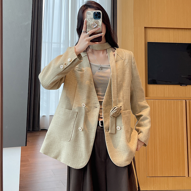 Temperament spring coat elegant flax business suit