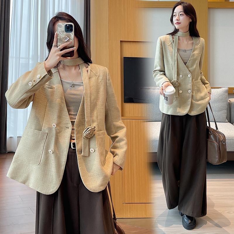 Temperament spring coat elegant flax business suit