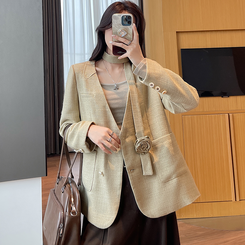 Temperament spring coat elegant flax business suit