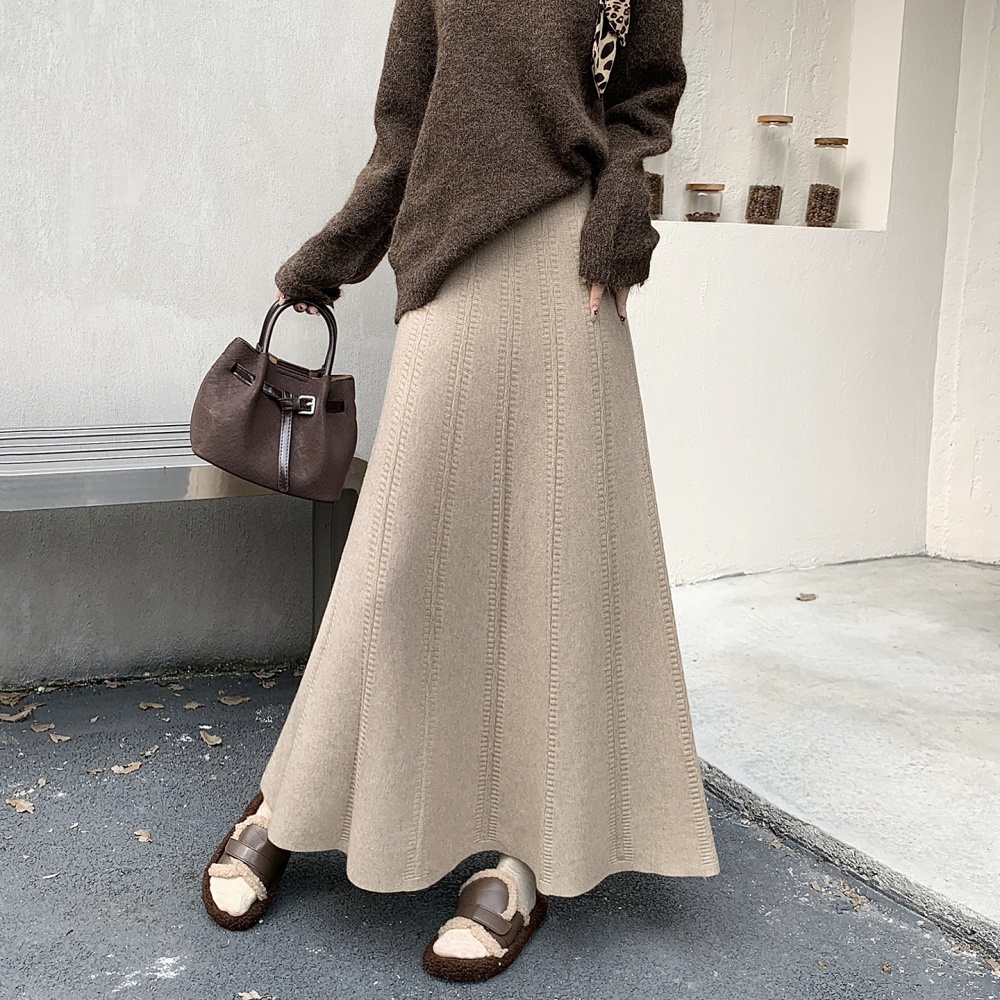 Winter thick long skirt hip skirt for women