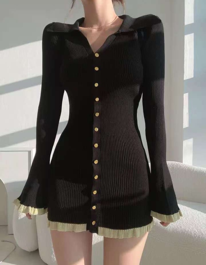 Western style Korean style knitted chanelstyle dress