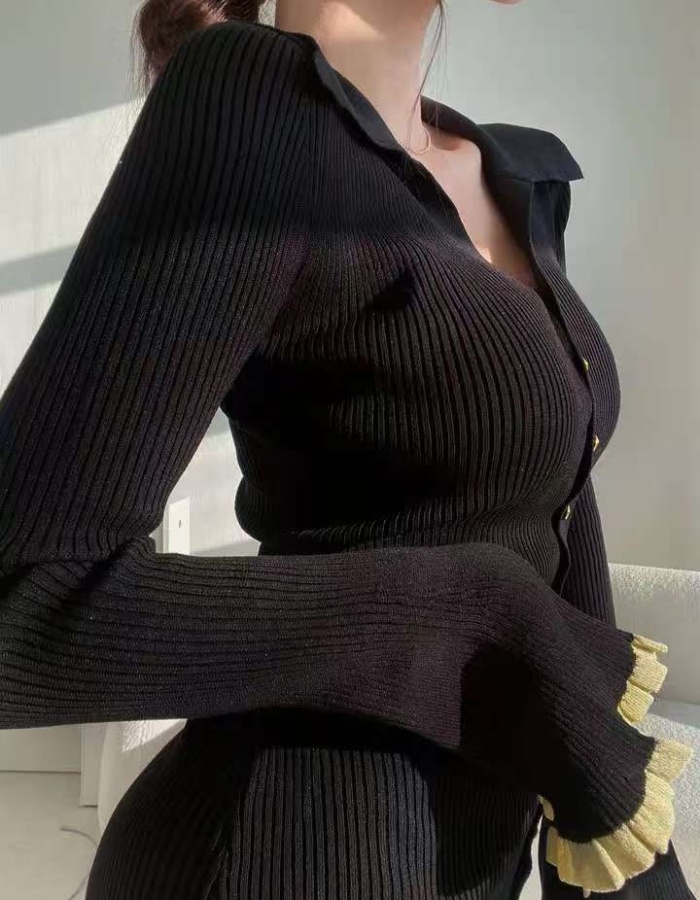 Western style Korean style knitted chanelstyle dress