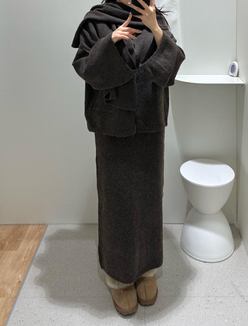 Knitted Korean style coat loose slim sweater 3pcs set