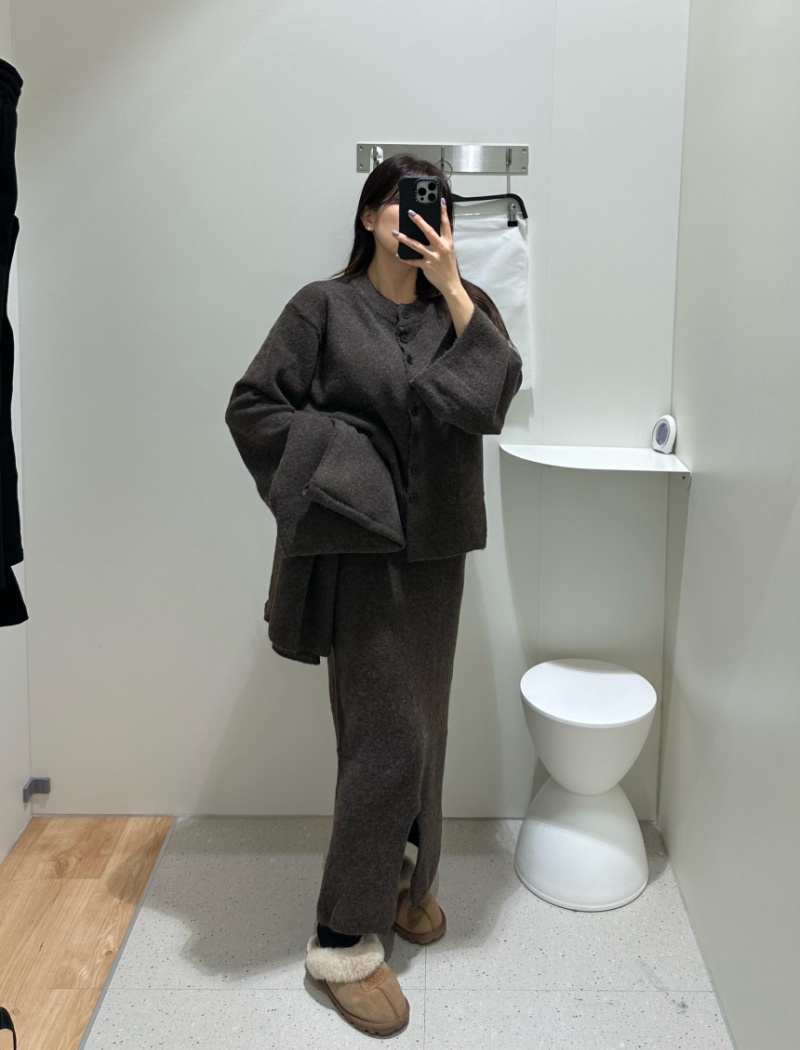 Knitted Korean style coat loose slim sweater 3pcs set