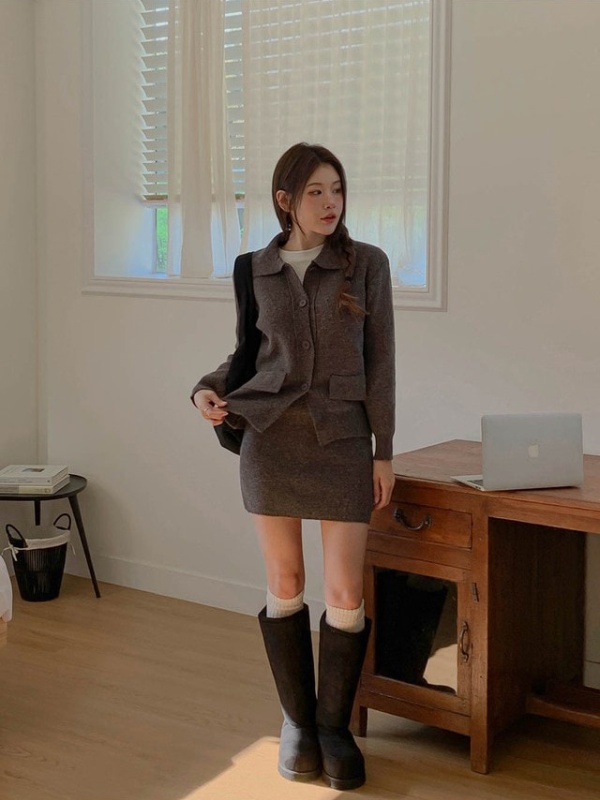 Korean style sweater temperament shirt 2pcs set