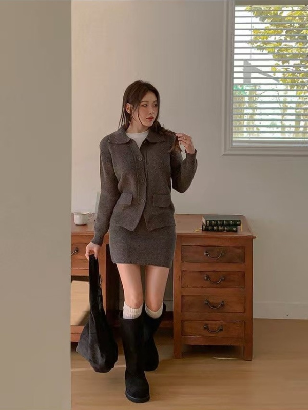 Korean style sweater temperament shirt 2pcs set