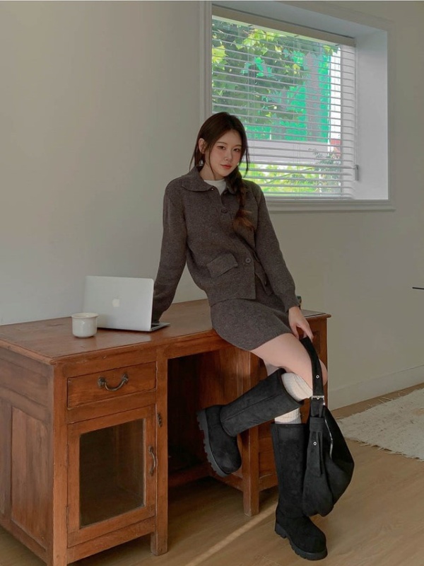 Korean style sweater temperament shirt 2pcs set