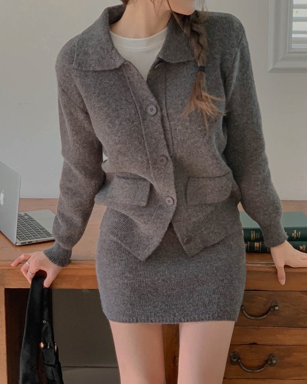 Korean style sweater temperament shirt 2pcs set