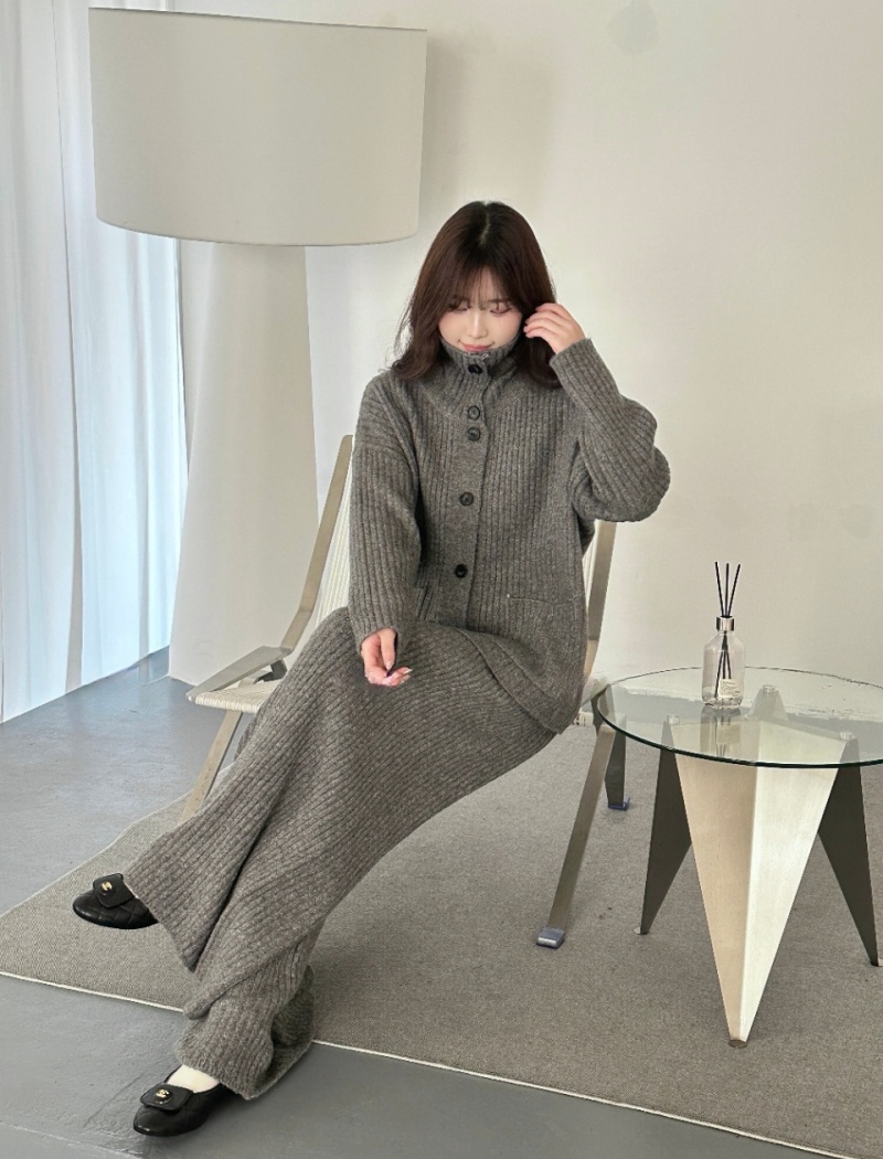 High waist autumn cardigan Casual long pants a set