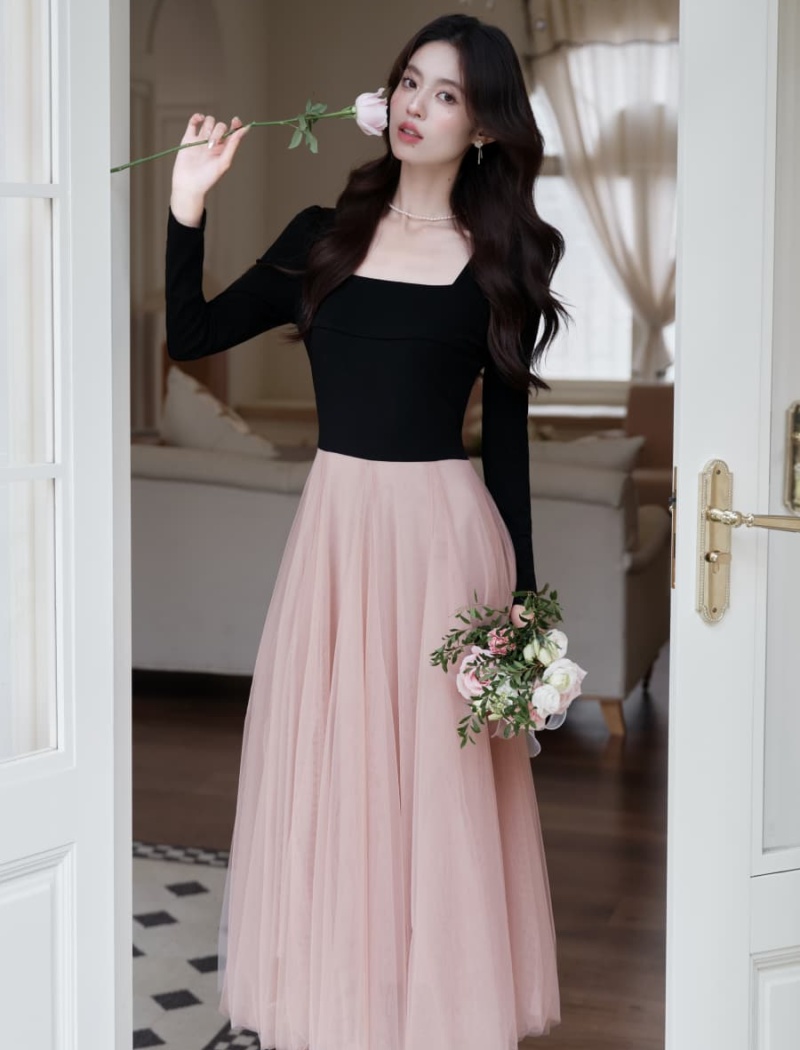 Ballet bottoming long dress France style dress