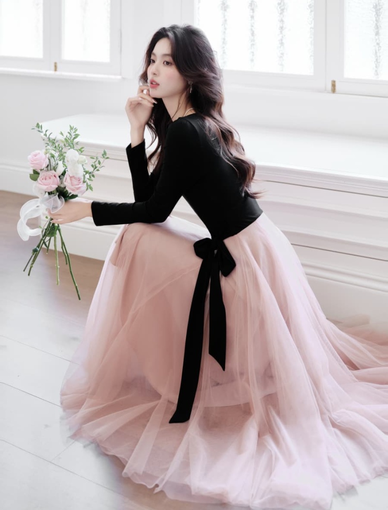 Ballet bottoming long dress France style dress