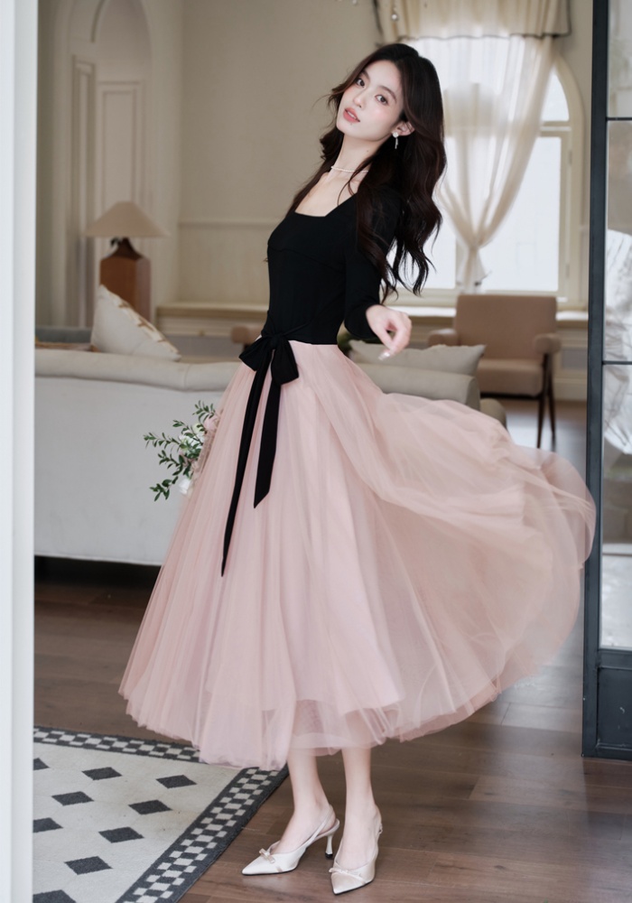 Ballet bottoming long dress France style dress